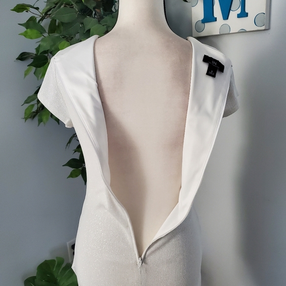 I.N. SAN FRANCISCO Vtg Surplice Faux Wrap Glitter Stripes Ruched Asymmetric 9 - Picture 5 of 13